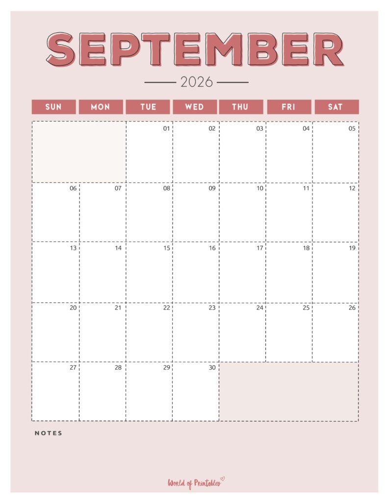 Printable September 2026 Calendar Design 213