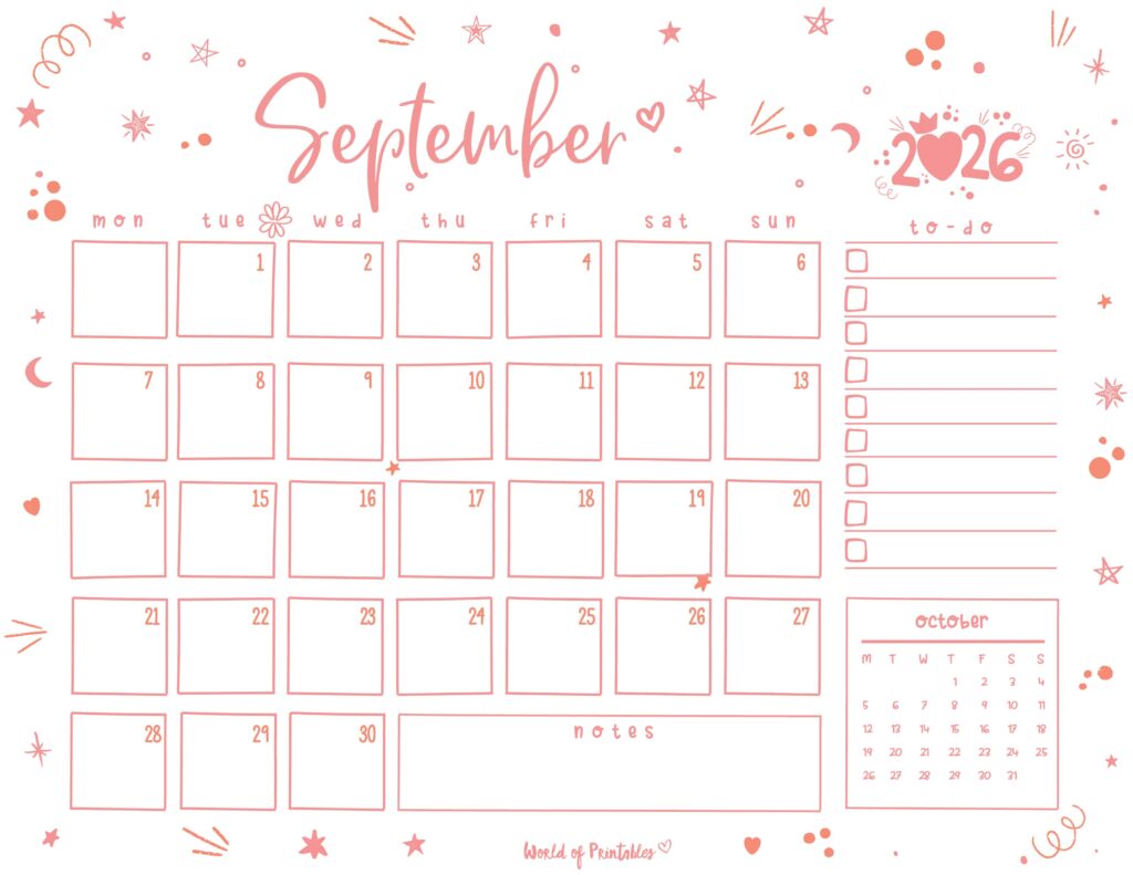 Printable September 2026 Calendar Design 221