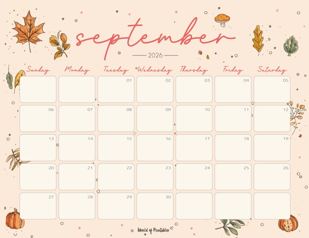 Printable September 2026 Calendar Design 253