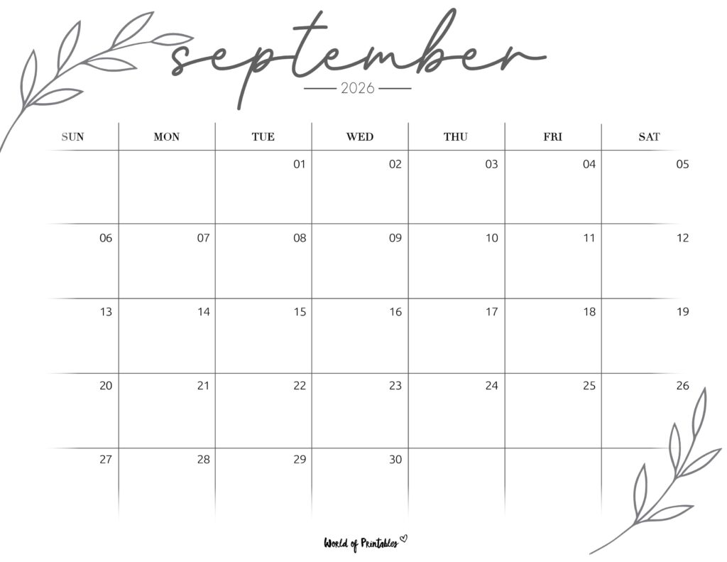 Printable September 2026 Calendar Design 255