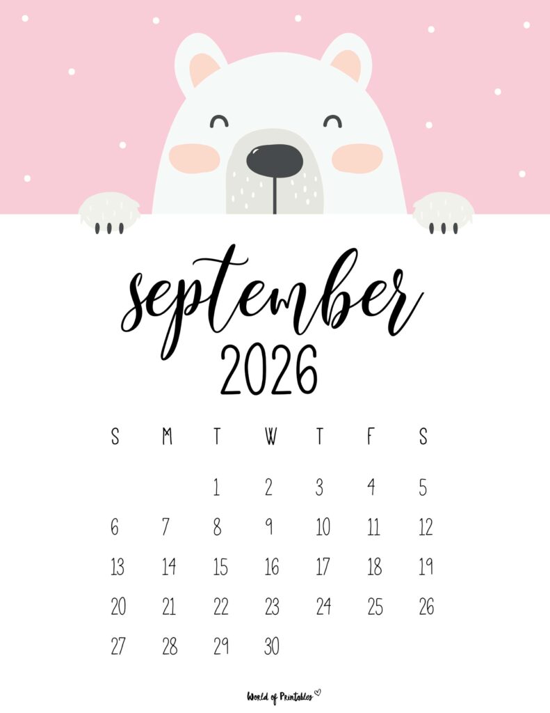 Printable September 2026 Calendar Design 30
