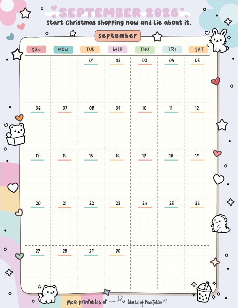 Printable September 2026 Calendar Design 321
