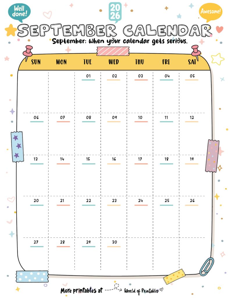 Printable September 2026 Calendar Design 335
