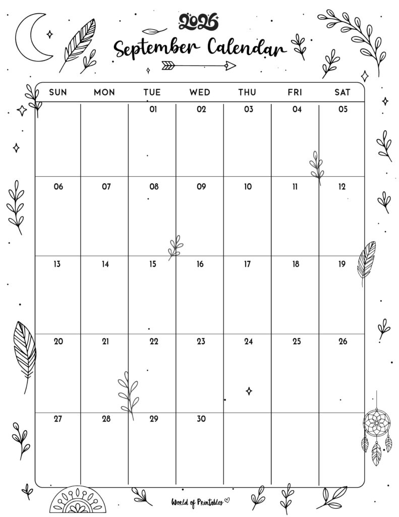 Printable September 2026 Calendar Design 341