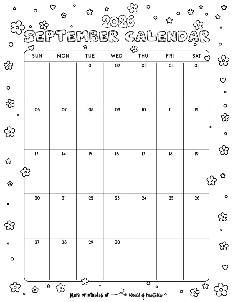 Printable September 2026 Calendar Design 342