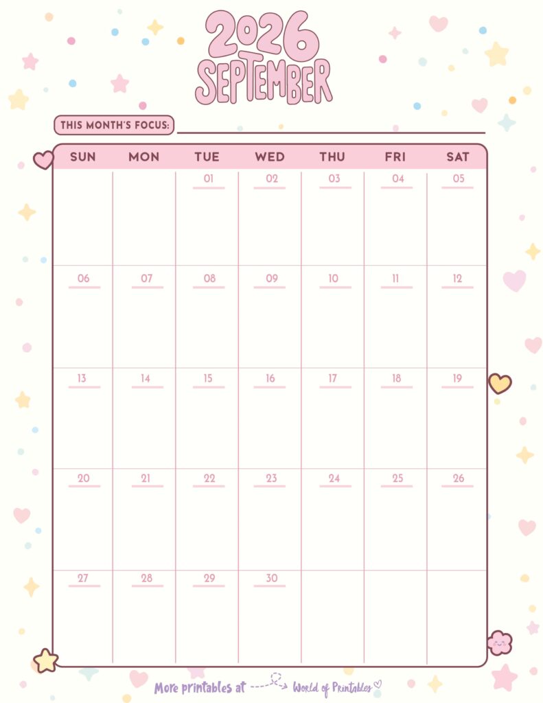 Printable September 2026 Calendar Design 344