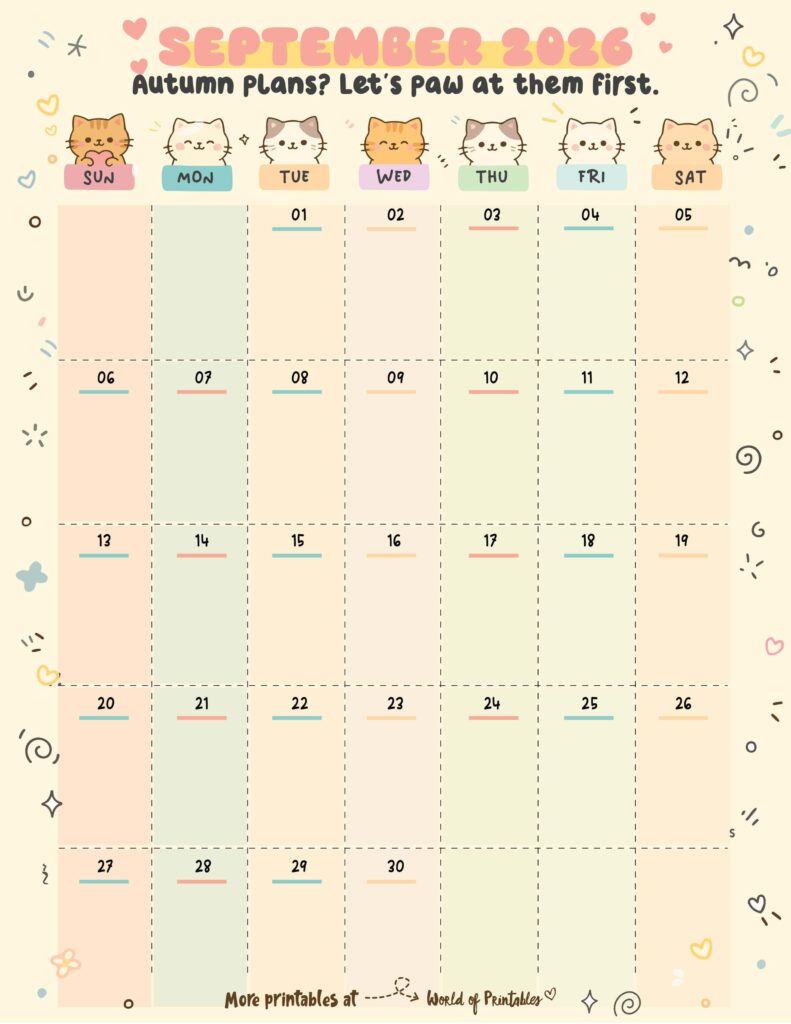 Printable September 2026 Calendar Design 360