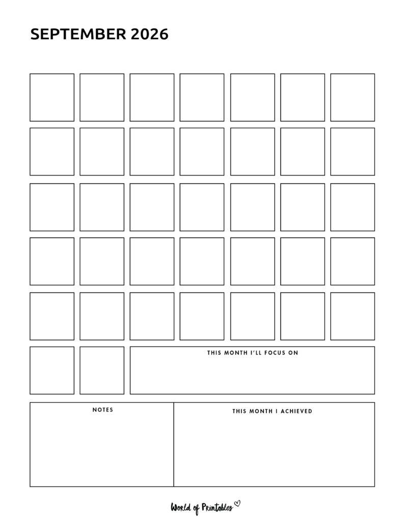 Printable September 2026 Calendar Design 362