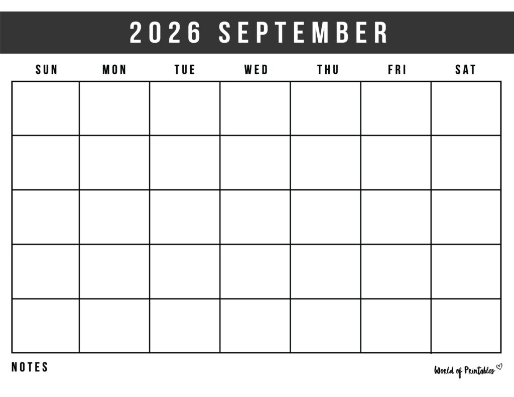Printable September 2026 Calendar Design 364