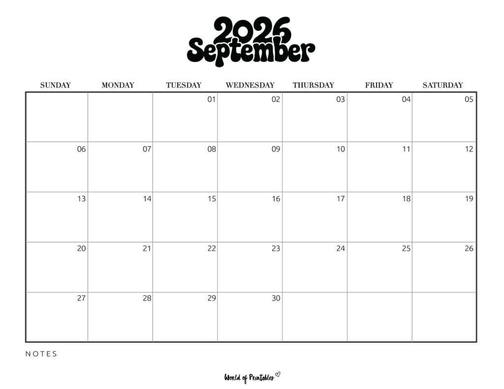 Printable September 2026 Calendar Design 377