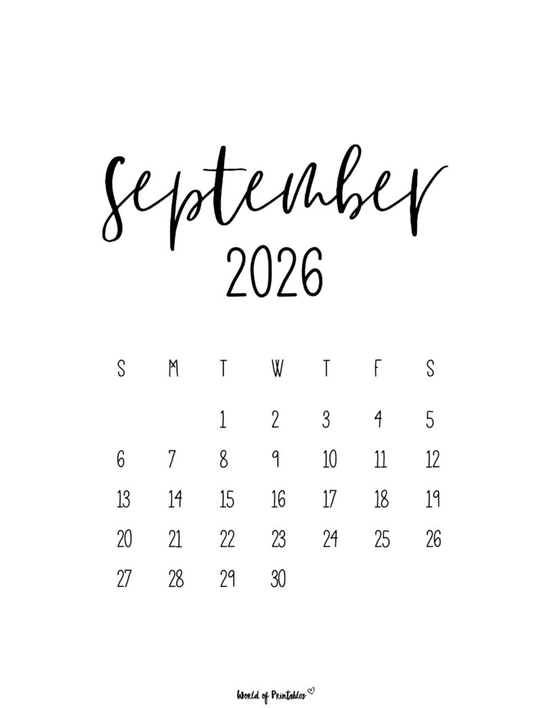 Printable September 2026 Calendar Design 63