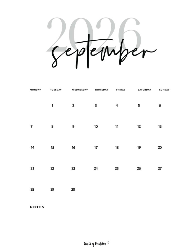 Printable September 2026 Calendar Design 66