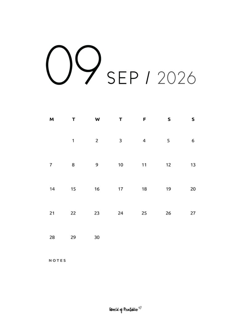 Printable September 2026 Calendar Design 69