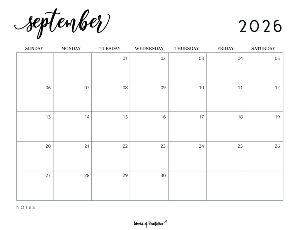 Printable September 2026 Calendar Design 7