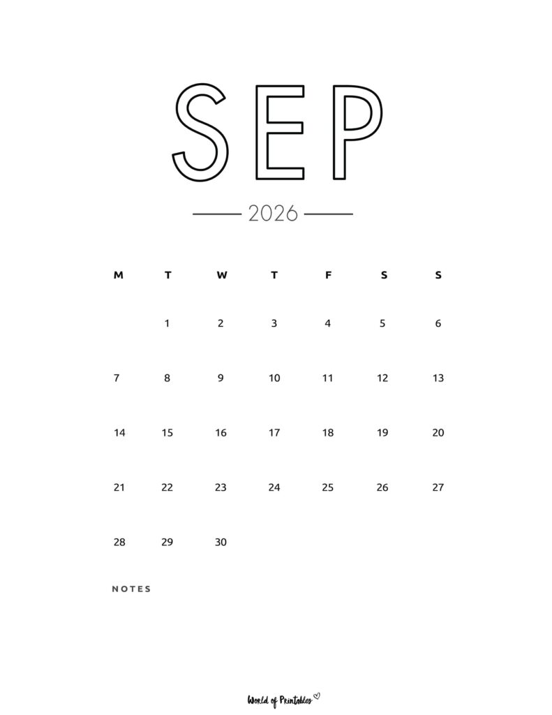 Printable September 2026 Calendar Design 70