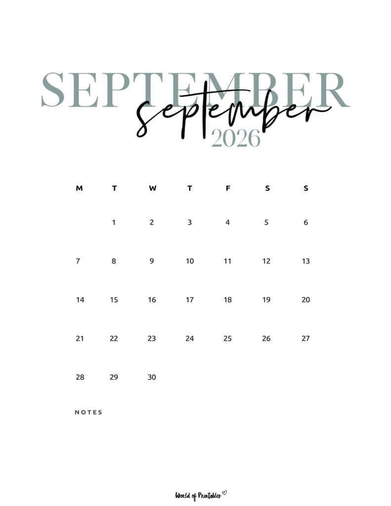 Printable September 2026 Calendar Design 71