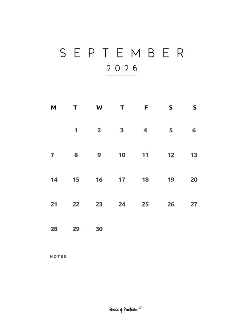 Printable September 2026 Calendar Design 74
