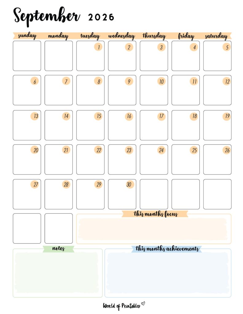Printable September 2026 Calendar Design 91