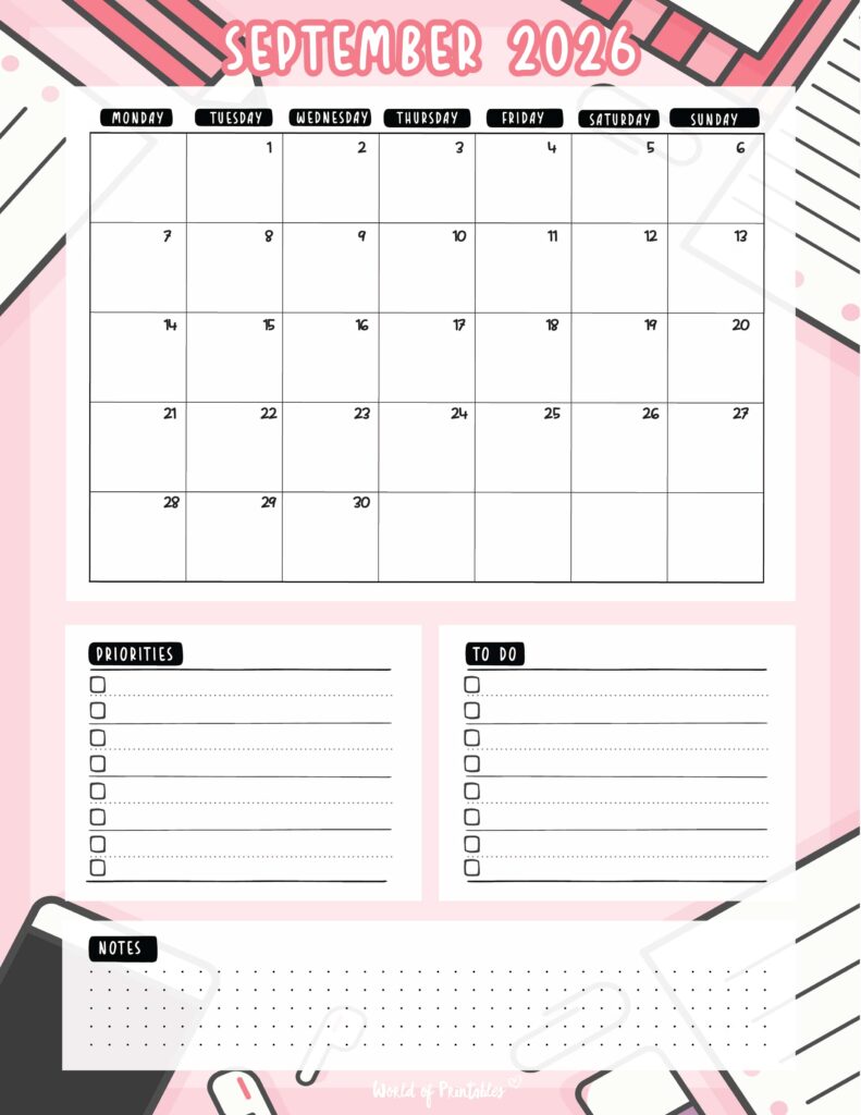 Printable September 2026 Calendar Design 94