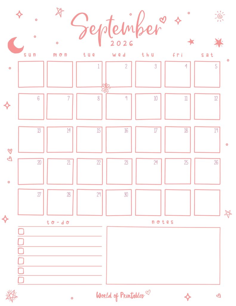 Printable September 2026 Calendar Design 97