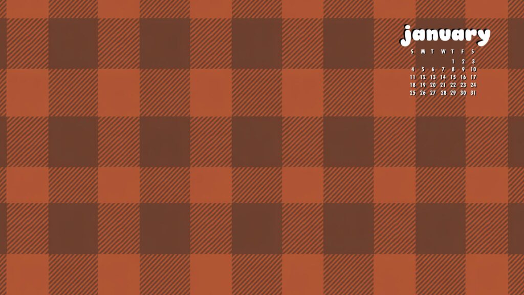 Red Plaid january 2026 calendar for desktop