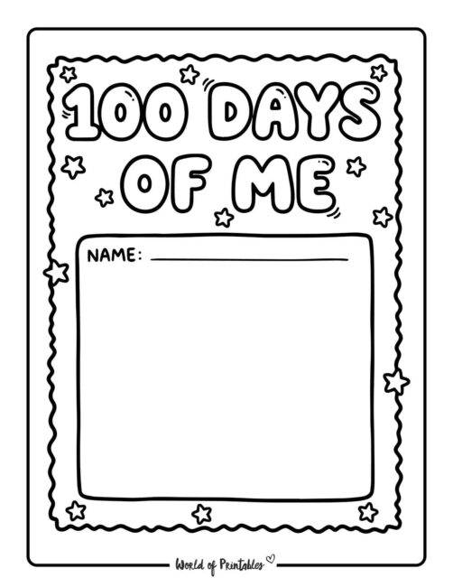 Self Portrait 100 days of school coloring sheets