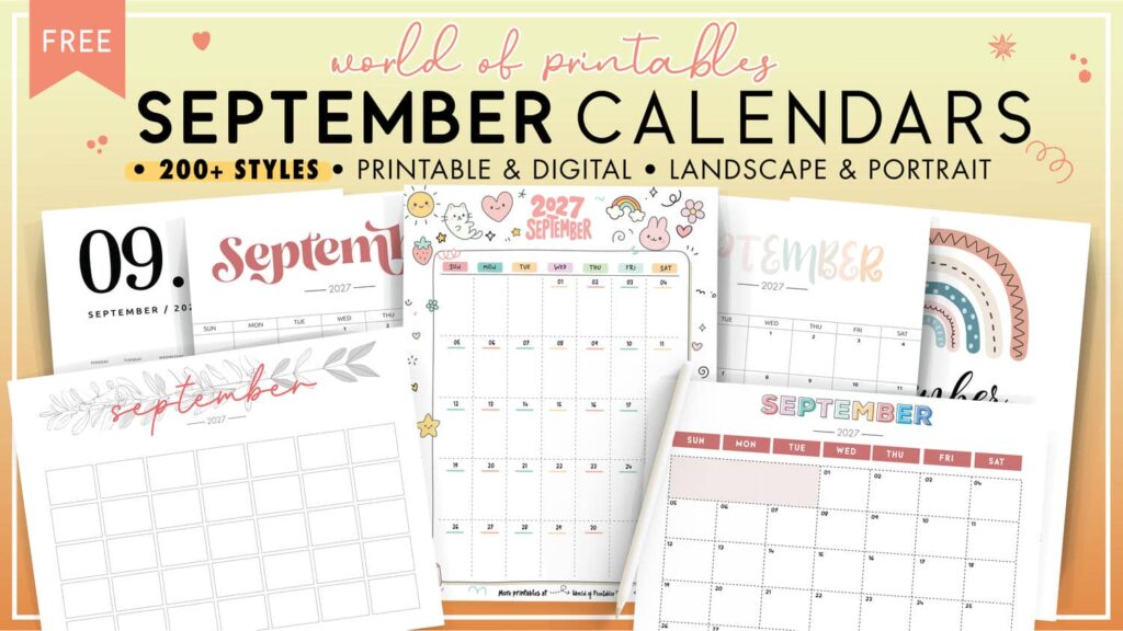 September 2027 Calendars