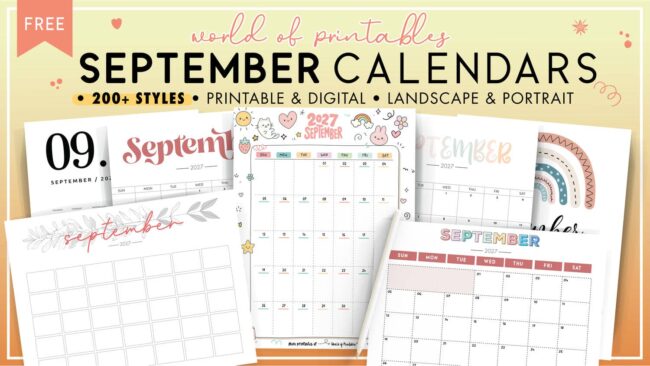 September 2027 Calendars