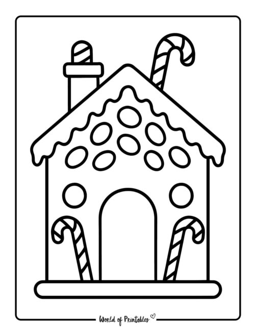Simple gingerbread house coloring pages for kids