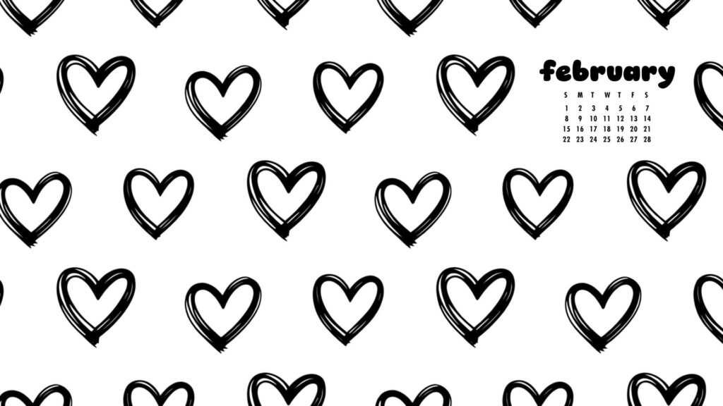 Simple heart february calendar wallpaper for laptop