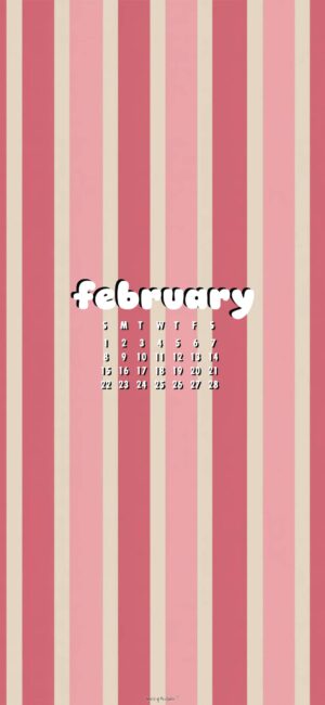 Striped modern february calendar wallpaper