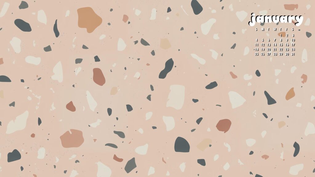 Terrazzo january 2026 calendar for desktop