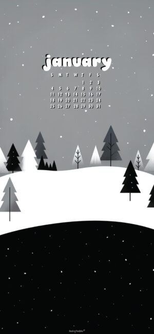 black and white january 2026 iphone wallpaper