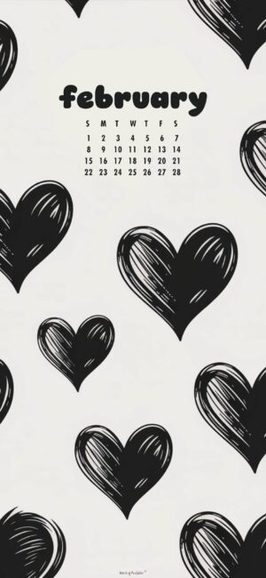 black heart aesthetic february calendar