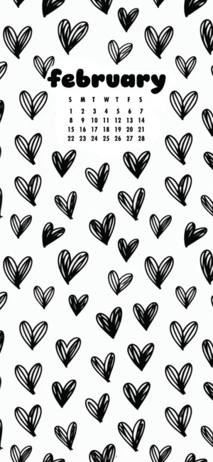 black heart february 2026 calendar background