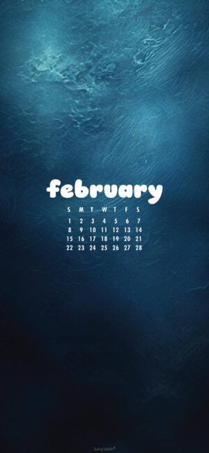 blue aesthetic february calendar wallpaper