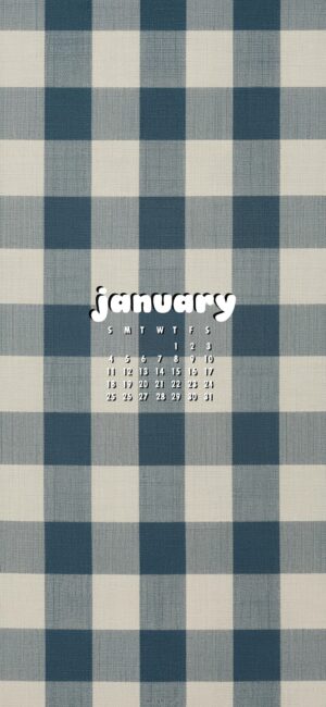 blue gingham january 2026 phone wallpaper