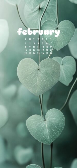 botanical winter february calendar wallpaper