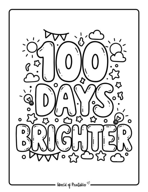 brighter - 100 days of school coloring page