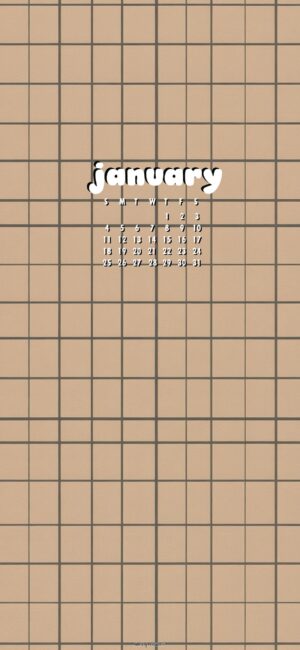 brown grid january 2026 iphone wallpaper