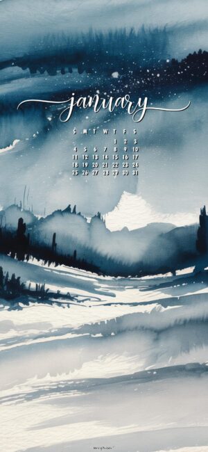 brushstroke scene january 2026 calendar wallpaper