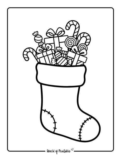 candy cane christmas stocking coloring pages
