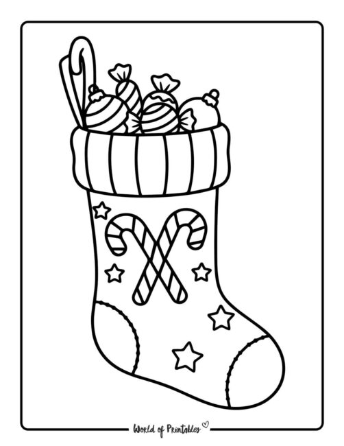 candy stocking coloring page for kids