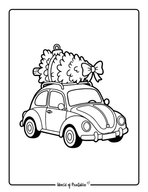 car and tree ornament coloring pages