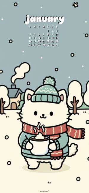 cat and cocoa january 2026 calendar for phone