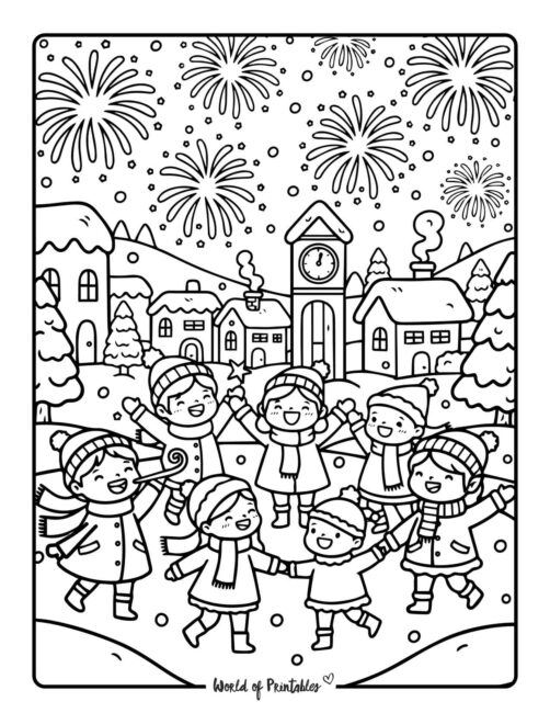 celebrations new year color and print pages