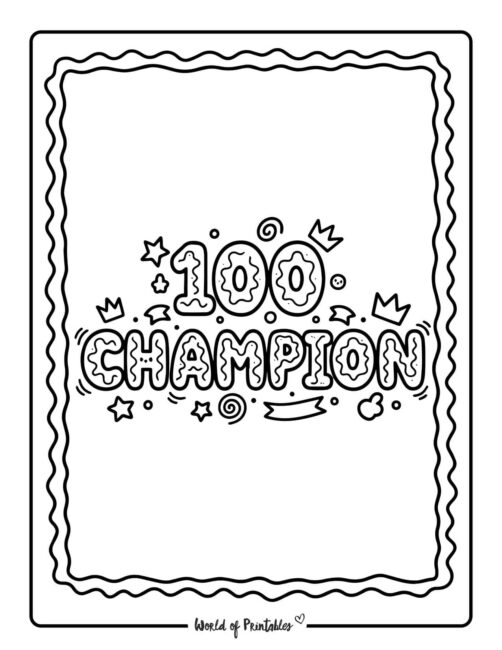 champion - 100 days of school coloring pages pdf