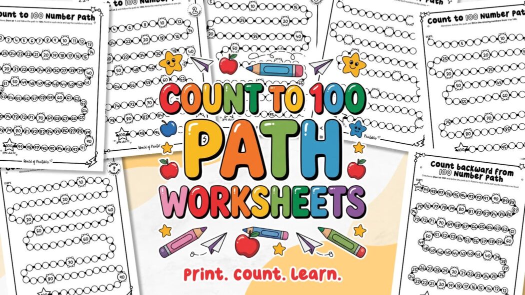 Count to 100 Number Path Worksheets - World of Printables