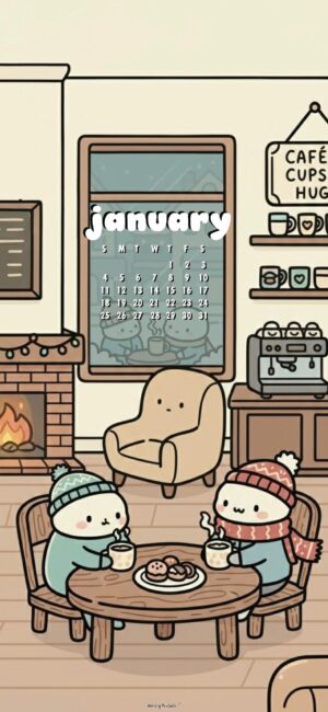 cozy and cute january 2026 calendar wallpaper