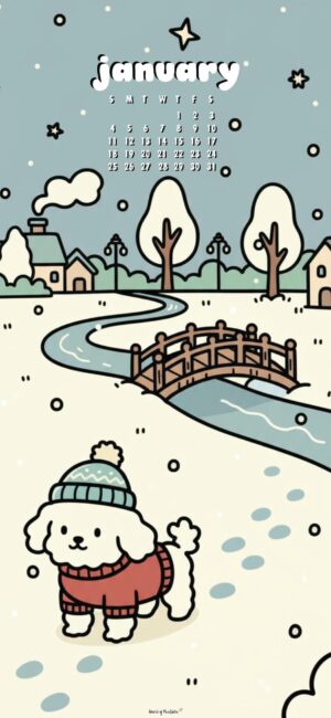 cute dog january 2026 aesthetic wallpaper